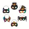 Halloween Mask Craft Kit-6 Pieces Scratch Paper Animal Masks Scratch Rainbow Masks with Elastic Cords and Wood Stylus for Costume Dress up Parties Dec