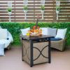 25 Inch 40000 BTU Propane Fire Pit Table with Lid and Fire Glass