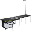 VEVOR Outdoor Mobile Kitchen, Portable Multifunctional Camp Box with Wheels All in One Integrated Cooking Station with Windproof Stove