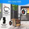 Firewood Log Cart Carrier with Wear-Resistant and Shockproof Rubber Wheels