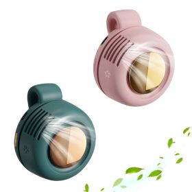 900mAH Mini Portable Silent Bladeless Fan Small Clip On Shirt Waist Adjustable Rotatable Camping Fan 3 Speed Type-C (Option: Pink and green)