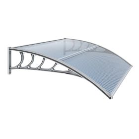 Awning For Door Entrance Window, 38x40 Inch Window Canopy Exterior, UV Rain Snow Protection For House Porch Patio Deck, Gray Bracket & Gray Blue Board (Option: defaulttitle)