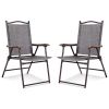 Set of 2 Patio Folding Sling Back Camping Deck Chairs