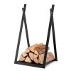 Triangle Firewood Rack with Raised Base for Fireplace Fire Pit
